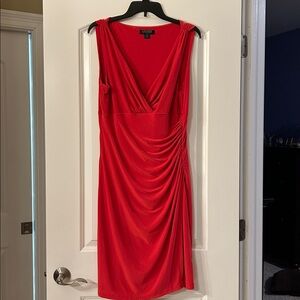 Ralph Lauren Vibrant Red Dress with Ruching - 14